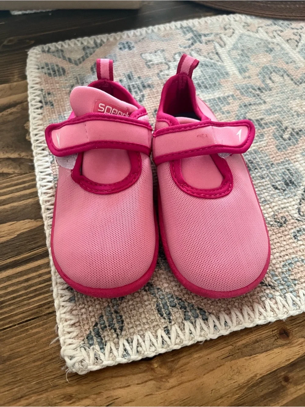 Kids Pink Hook-and-Loop Water-Friendly Shoes